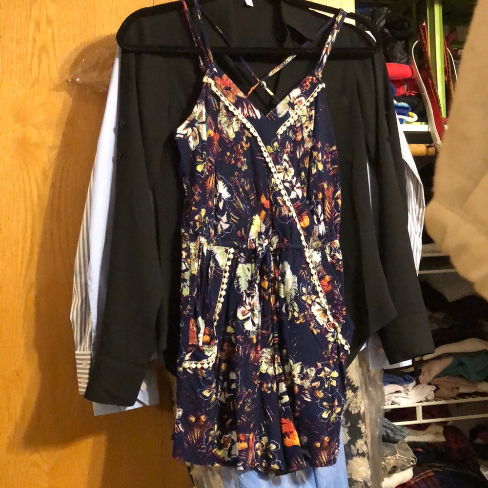 Navy floral romper